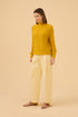 Blusa Manga Longa Gola Alta Em Tricot Amarelo Sol